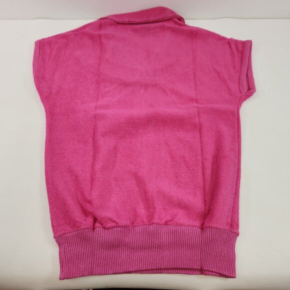 Vintage Pink Terry Cloth Short Sleeved Sweater made in Hong Kong - Picture 7 of 12